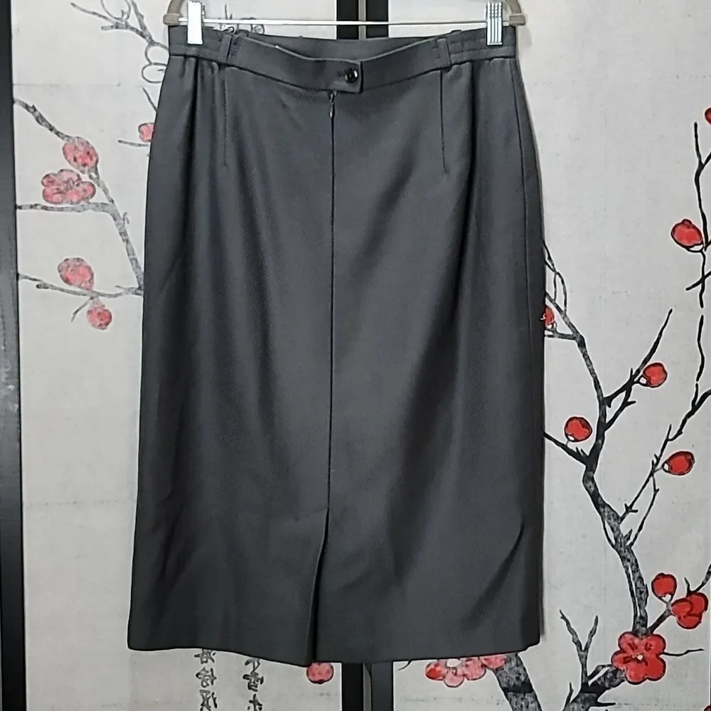 Givenchy 100% Wool Gray Midi Skirt Size 14W - Picture 3 of 7